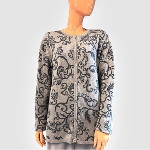 CLASSIC ELEMENTS Metallic Knit Cardigan Dark Florals